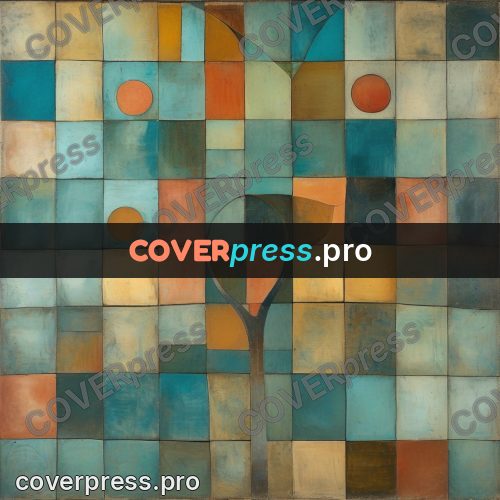 Paul Klee style artwork: tree among the tiles