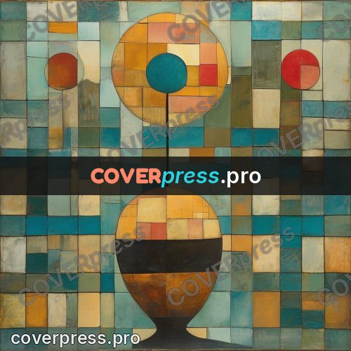 Paul Klee style artwork: bowl and circles from tiles