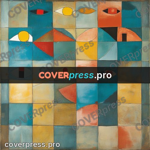 Paul Klee style artwork: face from tiles and arcs