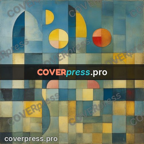 Paul Klee style artwork: arcs and circles on tiles