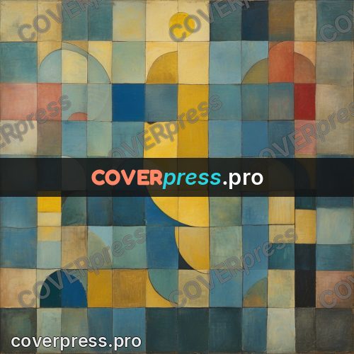 Paul Klee style artwork: arcs and circles on tiles