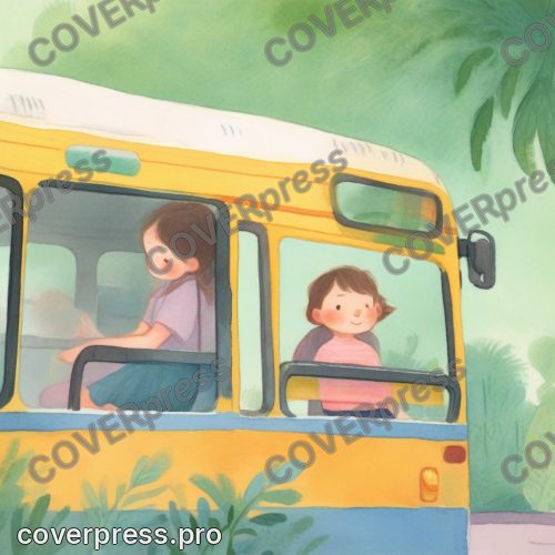 В стиле Книжка малышам: ребёнок сидит у окна автобуса и занимает половину кадра