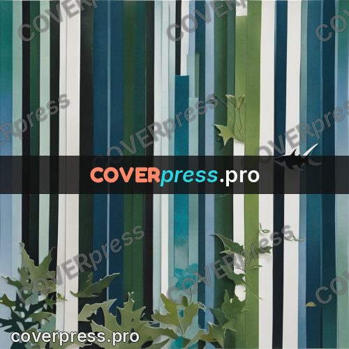 Paper craft design: vertical strips and leaves