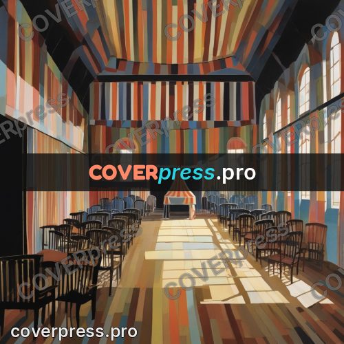 Paper craft design: hall with tables and chairs