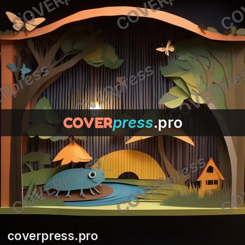 Paper craft design: little house in a lit forest