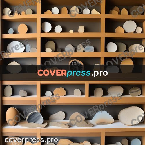 Paper craft design: shelves with flat stones