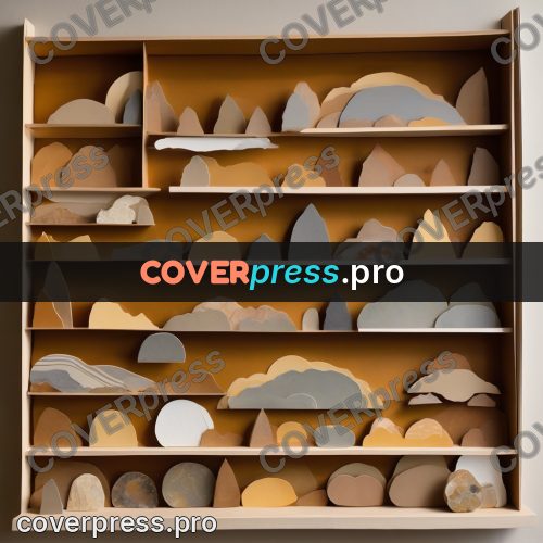 Paper craft design: shelves with flat stones