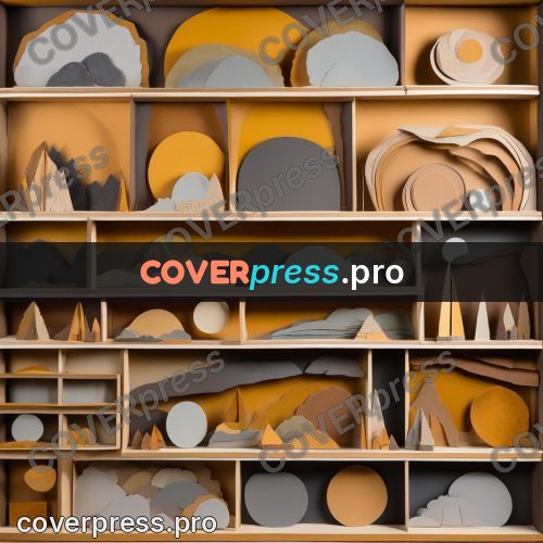 Paper craft design: shelves with flat stones
