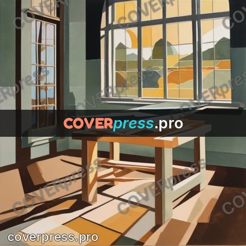 Paper craft design: table by a workshop window
