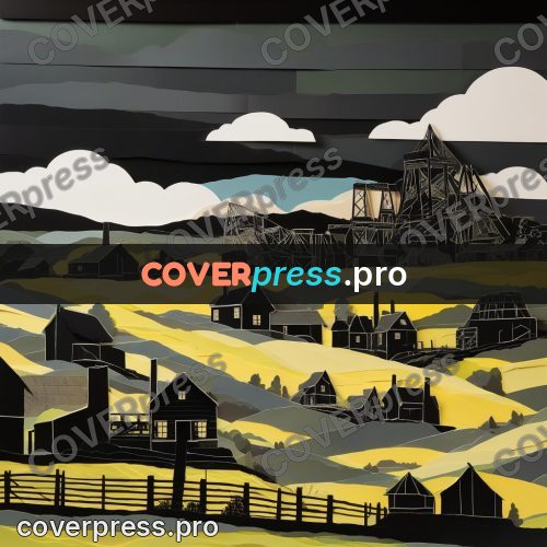 Paper craft design: village by a mine headframe