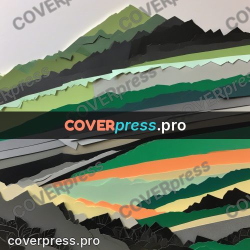 Paper craft design: green slopes in layers