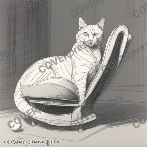 В стиле Лайн-арт: кот свернулся клубком в кресле