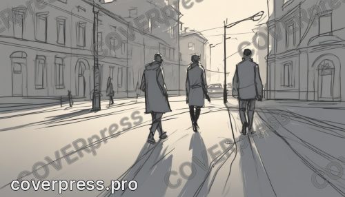 В стиле Лайн-арт: мужчина с женой гуляют по Москве