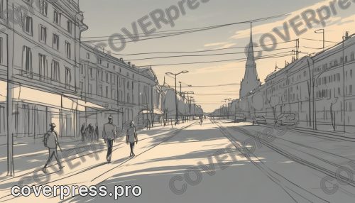 В стиле Лайн-арт: мужчина с женой гуляют по Москве