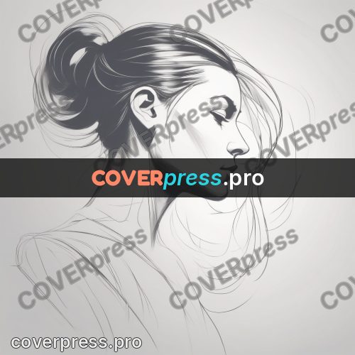 Line artwork: woman's profile with a bun
