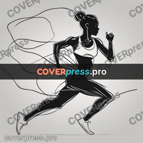 Line artwork: running figure in motion