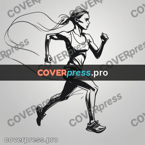 Line artwork: running figure in motion