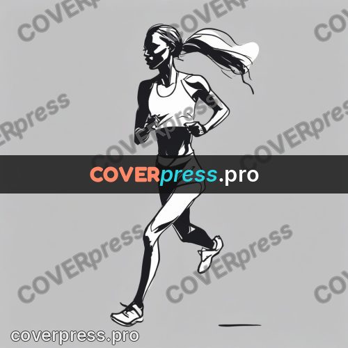 Line artwork: running figure in motion