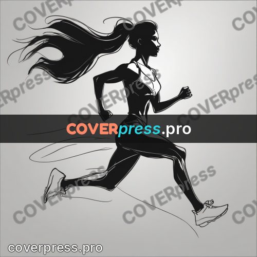 Line artwork: running figure in motion