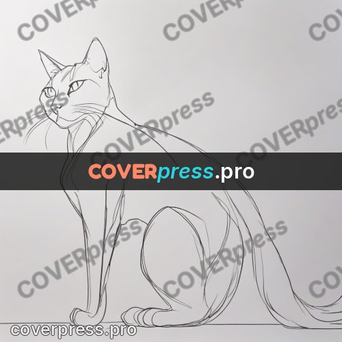 Line artwork: cat sitting side on