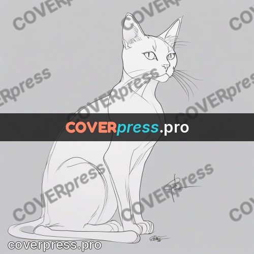 Line artwork: cat sitting side on