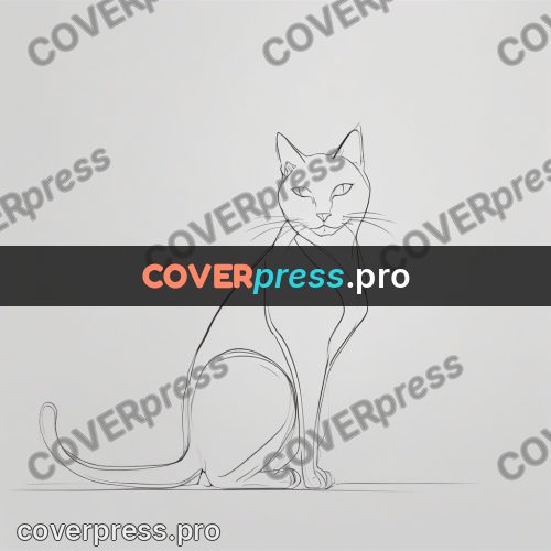 Line artwork: cat sitting side on
