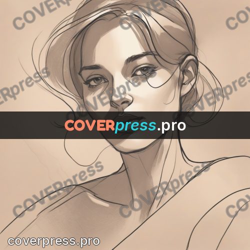 Line artwork: woman's face with loose hair