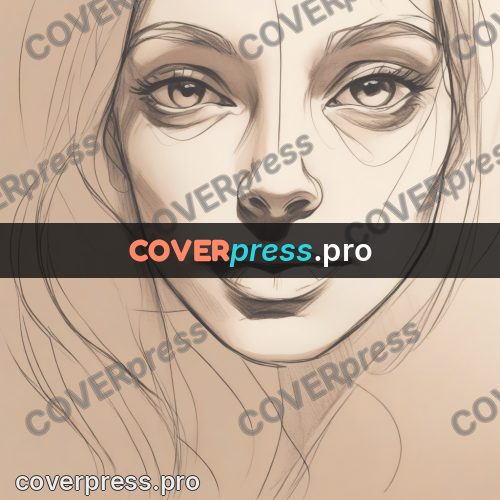 Line artwork: woman's face with loose hair