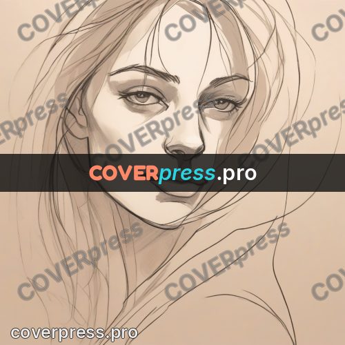 Line artwork: woman's face with loose hair