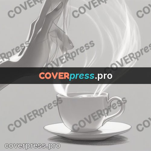 Line artwork: hand above a steaming cup