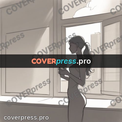 Line artwork: girl at a sunlit window