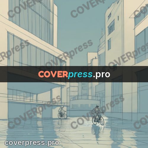 Line artwork: cyclist on an embankment