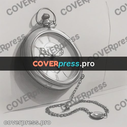 Line artwork: pocket watch on a chain