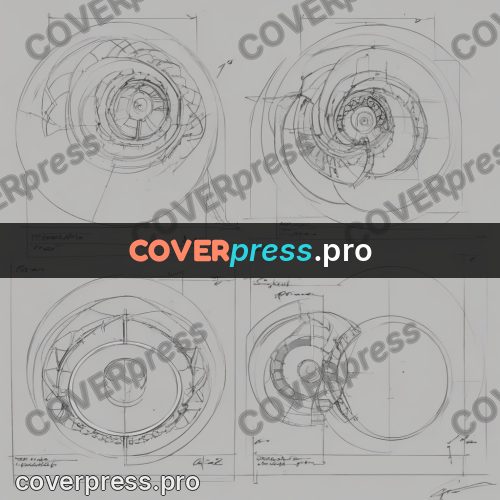 Line artwork: clock mechanism in rings