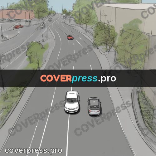 Line artwork: car on an empty road