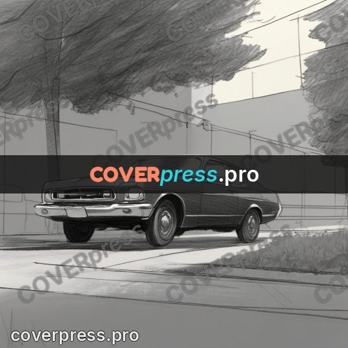 Line artwork: car on an empty road