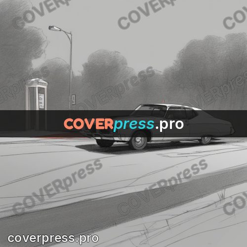 Line artwork: car on an empty road