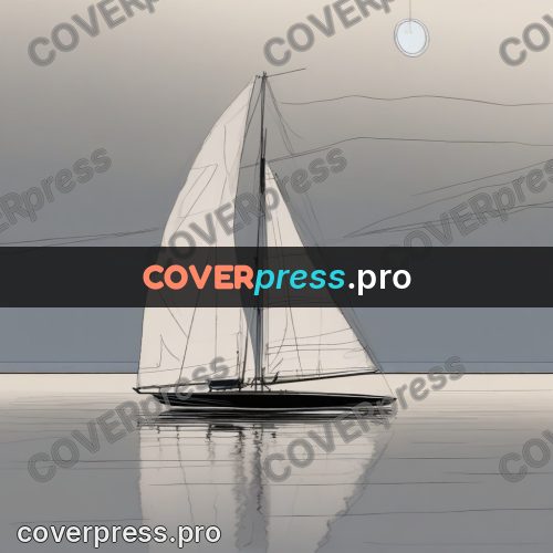 Line artwork: yacht on smooth water