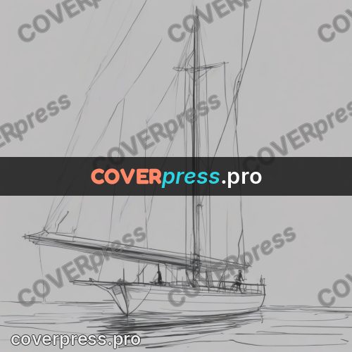 Line artwork: yacht on smooth water