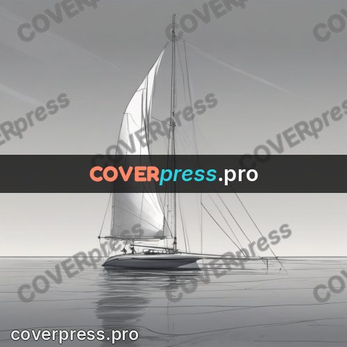 Line artwork: yacht on smooth water
