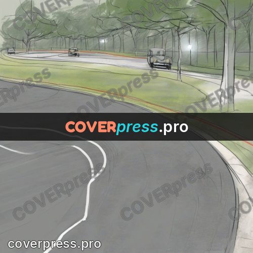 Line artwork: road running into the distance