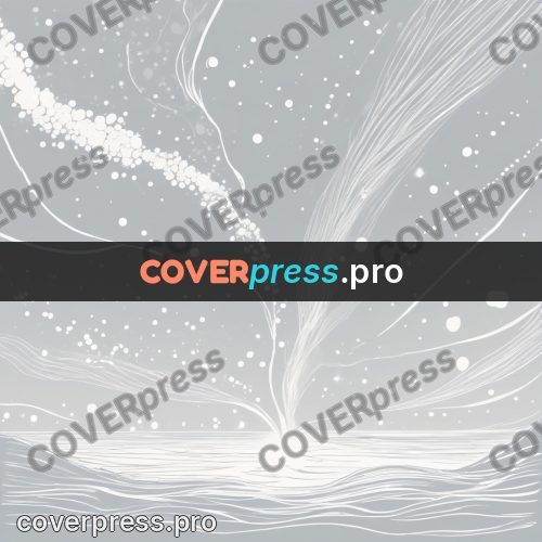 Line artwork: figure among water spray