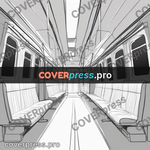 Line artwork: tram interior with seats
