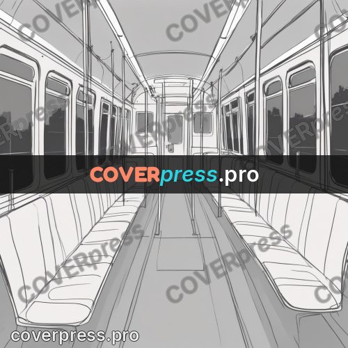 Line artwork: tram interior with seats