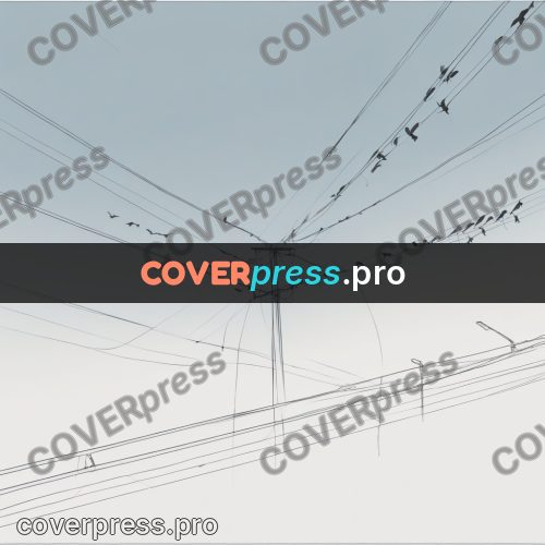Line artwork: birds on wires by poles