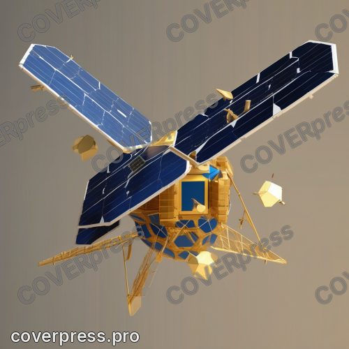 Полигональный рисунок: ракета, планета и спутник