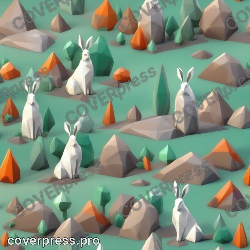 Полигональный рисунок: лиса, ёжик и белка
