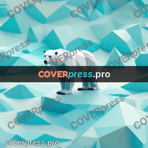 Polygon illustration: polar bear on the ice