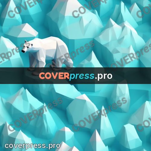 Polygon illustration: polar bear on the ice