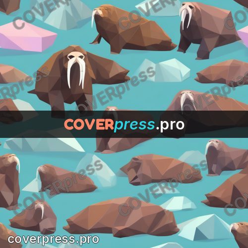 Polygon illustration: walrus with white tusks